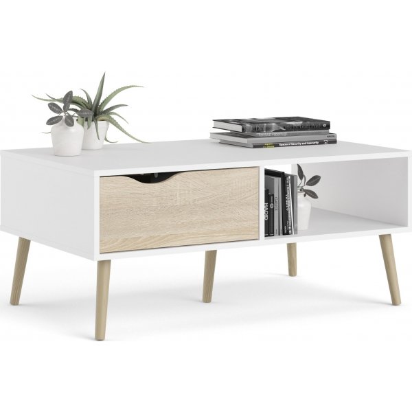 Oslo sohvapöytä 99 x 39 cm - Valkoinen/tammi Oslo sohvapöytä 99 x 39 cm - Valkoinen/tammi