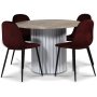 Empire ruokailuryhm 105 cm sis. 4 Carisma bordeaux -tuolia - Empradore-marmori / Valkoinen puinen slepohja + 3.00 x Huonekalujen jalat