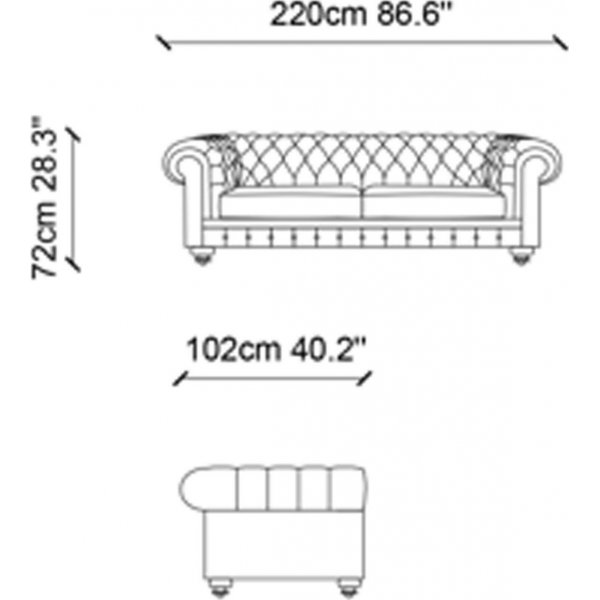 London 3-istuttava sohva - harmaa