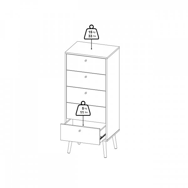 Bodo-lipasto, jossa 5 laatikkoa - Valkoinen