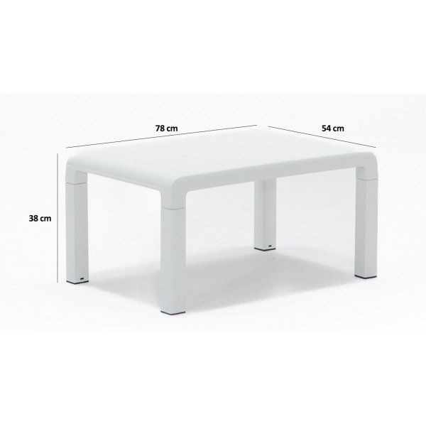 Lara-loungeryhmä, jossa 3-istuttava sohva, 2 nojatuolia ja pöytä ilman tyynyjä - Valkoinen Lara-loungeryhmä, jossa 3-istuttava sohva, 2 nojatuolia ja pöytä ilman tyynyjä - Valkoinen