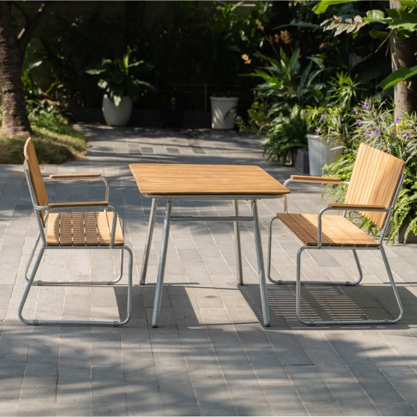 Ulkoryhm tiikist: 2 sohvaa ruokapydll 120x80 cm - Mllan