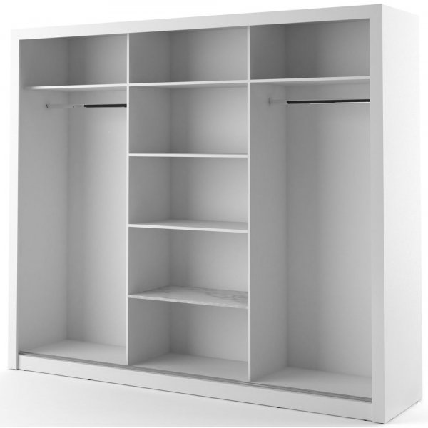 Mervyn-vaatekaappi peilill - Valkoinen