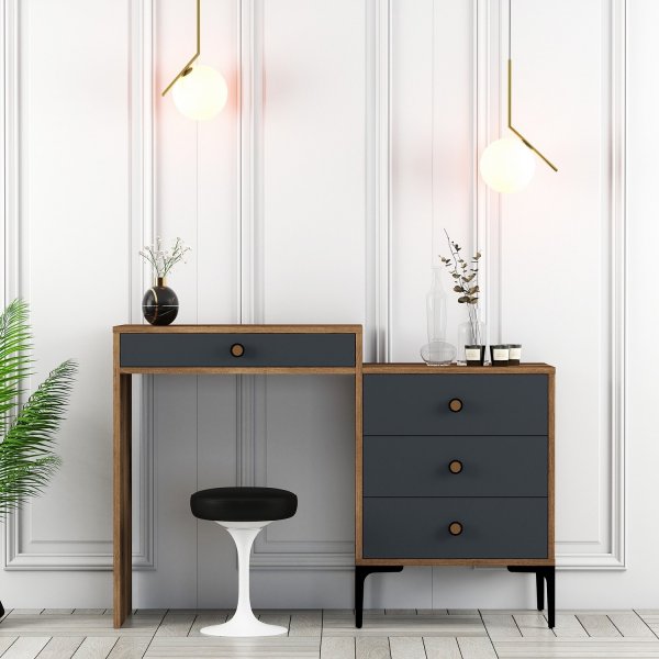 Lisbon peilipöytä 124 x 40 cm - Pähkinä/antrasiitti Lisbon peilipöytä 124 x 40 cm - Pähkinä/antrasiitti