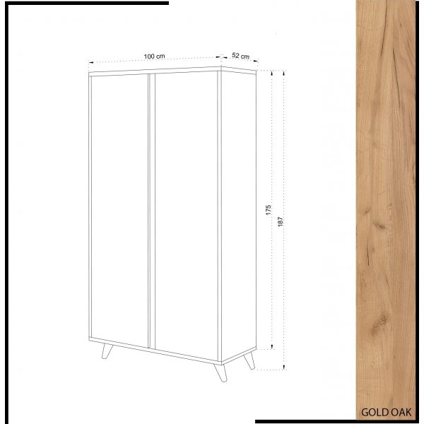 Zia vaatekaappi - tammi/valkoinen