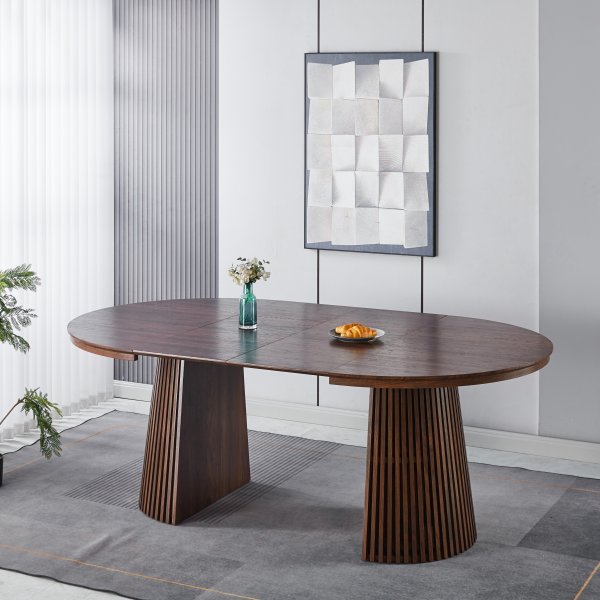 Crossby pyöreä ruokapöytä jatkettava Ø120-200 cm - Pähkinä Crossby pyöreä ruokapöytä jatkettava Ø120-200 cm - Pähkinä