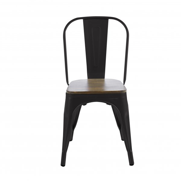 Iris-ruokatuoli mustaa metallia ja puinen istuin Iris-ruokatuoli mustaa metallia ja puinen istuin