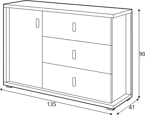 Simi lipasto 135 cm - Hickory/valkoinen Simi lipasto 135 cm - Hickory/valkoinen