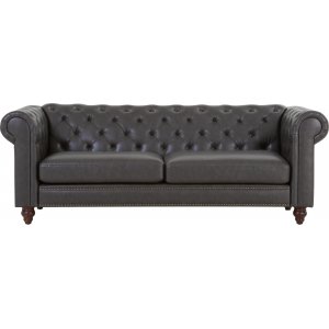 Royal Chesterfield 3-istuttava sohva tummanruskea keinonahka + Huonekalujen tahranpoistoaine