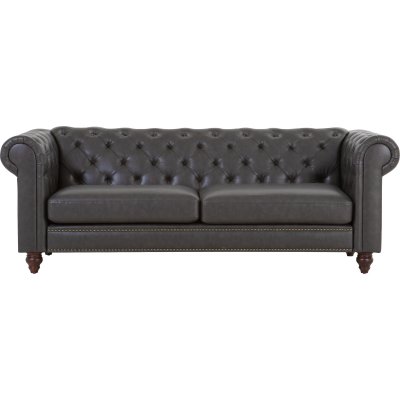 Royal Chesterfield 3-istuttava sohva tummanruskea keinonahka