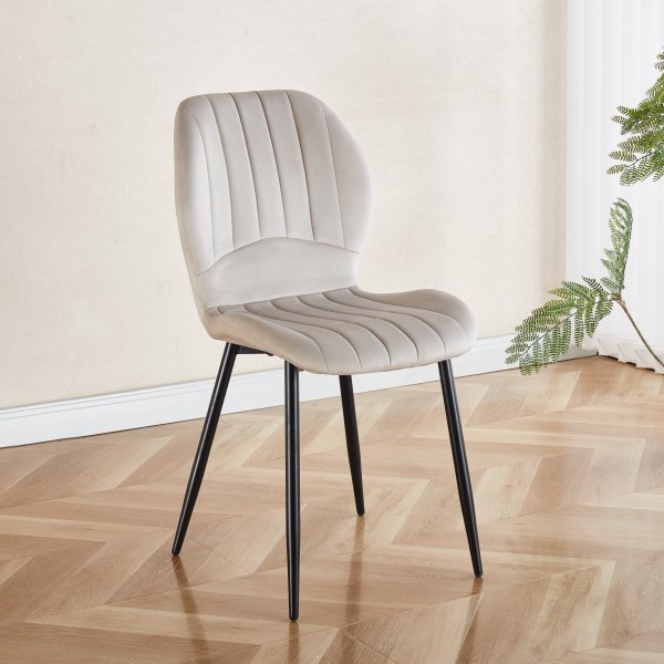 Ruokailuryhm� Sand� ruokap�yt� �120cm valkoinen terrazzo ja 4 Santos ruokatuolia beige sametti