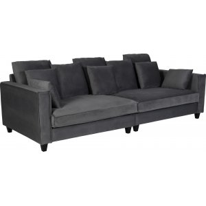 Neljn istuttava Brandy Lounge -sohva XL - Tummanharmaa (sametti) + Huonekalujen hoitosarja tekstiileille