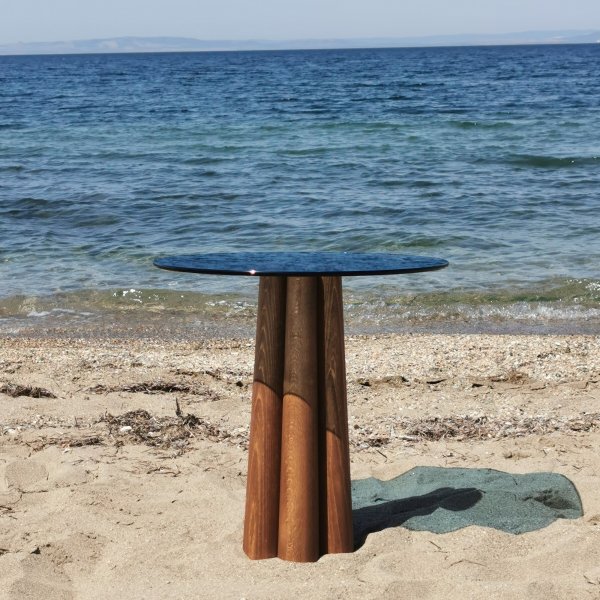 Thales sohvapöytä Ø50 cm - Pähkinä/sininen Thales sohvapöytä Ø50 cm - Pähkinä/sininen