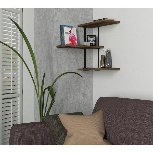 Frisbee-seinähylly - pähkinä/musta Frisbee-seinähylly - pähkinä/musta