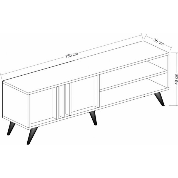 Rilla mediapenkki 150 cm - Antrasiitti/tammi