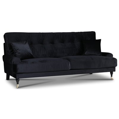 Adena 3-istuttava sohva - Musta sametti