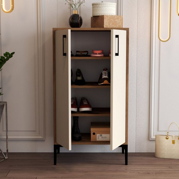 Prahan kenkäkaappi - pähkinä/kerma Prahan kenkäkaappi - pähkinä/kerma