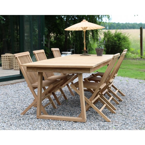 Salt� ulkoruokailuryhm� ruokap�yt� 240x100 cm ja 6 ruokatuolia - Teak