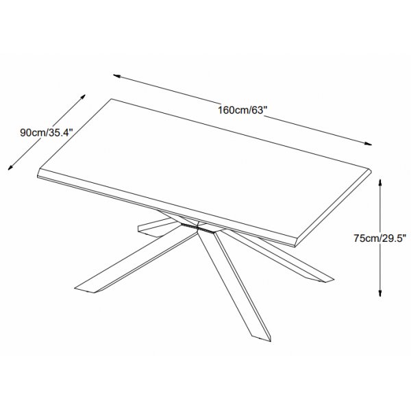 Sky-ruokapöytä savustettua tammea ristikkäisjaloilla - 160x90 cm Sky-ruokapöytä savustettua tammea ristikkäisjaloilla - 160x90 cm