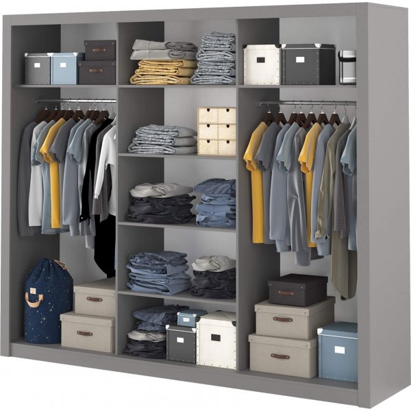 Einar harmaa vaatekaappi 250x215 cm Einar harmaa vaatekaappi 250x215 cm