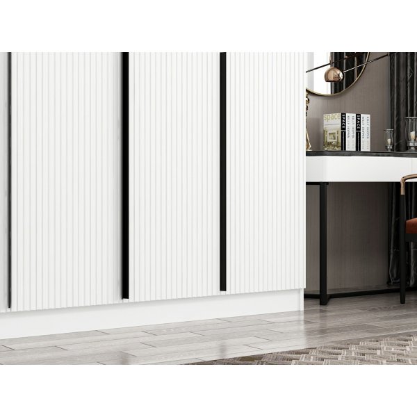 Cikani vaatekaappi 270x52x210 cm, variantti A - Valkoinen