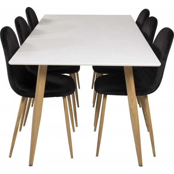 Bridge ruokapyt 180 cm - Valkoinen/tammi