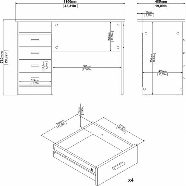 Function Plus -pöytä 110 x 48,5 x 76 cm - Tammi Function Plus -pöytä 110 x 48,5 x 76 cm - Tammi