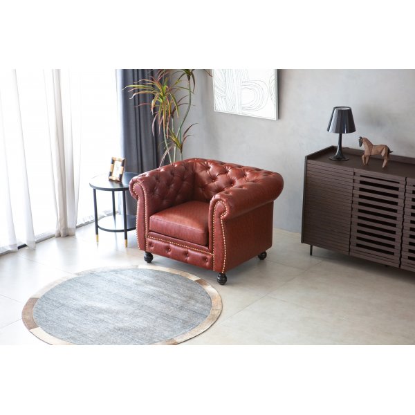 Chesterfield-nojatuoli ruskeaa PU-muovia - Charles Chesterfield-nojatuoli ruskeaa PU-muovia - Charles