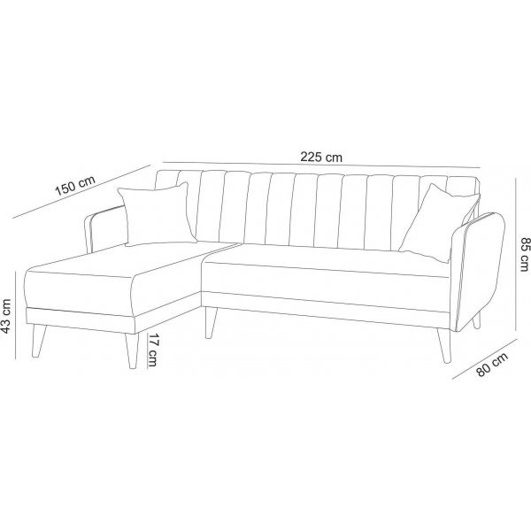 Aqua vuodesohva vasemmalla - Tummanvihre