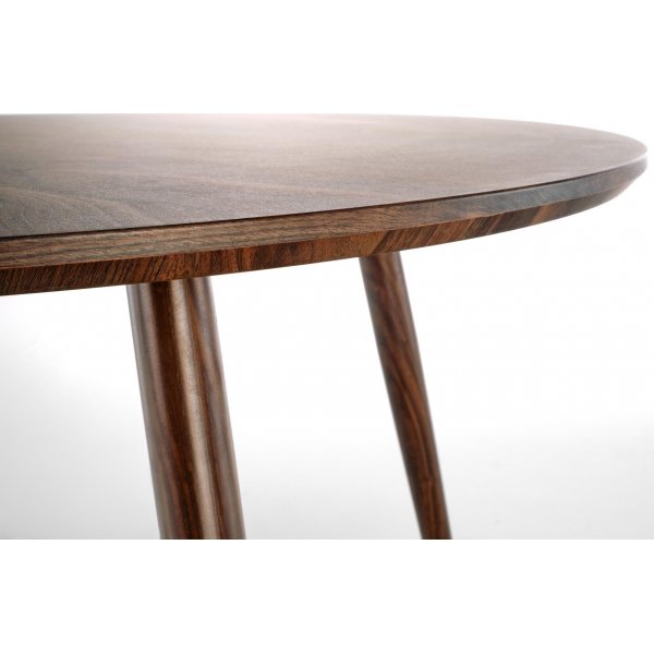 Phkinpuusta valmistettu ruokapyt, halkaisija 110 cm, kultaiset yksityiskohdat