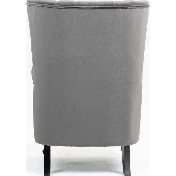 Korvaläpällinen nojatuoli harmaalla samettilla Korvaläpällinen nojatuoli harmaalla samettilla