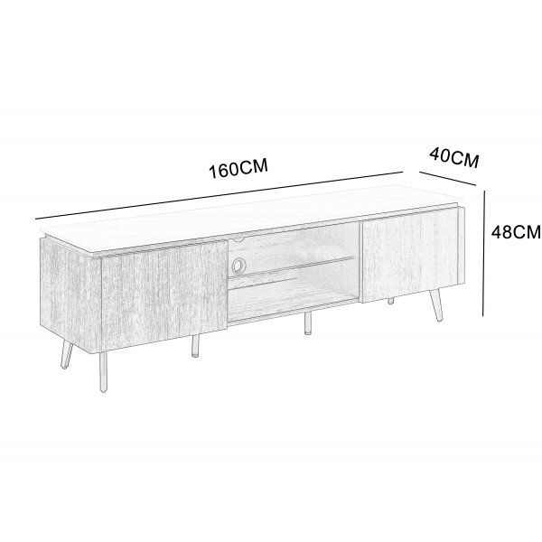 Salvador TV-taso säilytystilalla 160 cm pitkä - Marmori / tummanruskea Salvador TV-taso säilytystilalla 160 cm pitkä - Marmori / tummanruskea