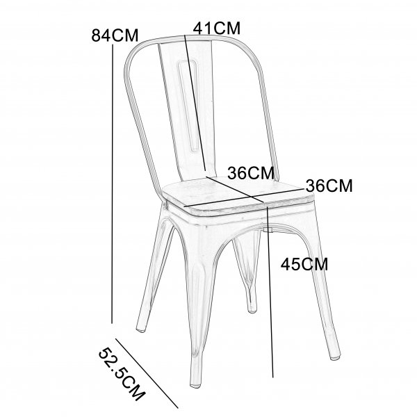 Iris-ruokatuoli mustaa metallia ja puinen istuin Iris-ruokatuoli mustaa metallia ja puinen istuin