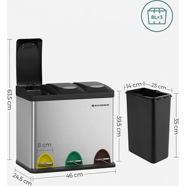 Maiken roskakori 24 l - Hopea Maiken roskakori 24 l - Hopea