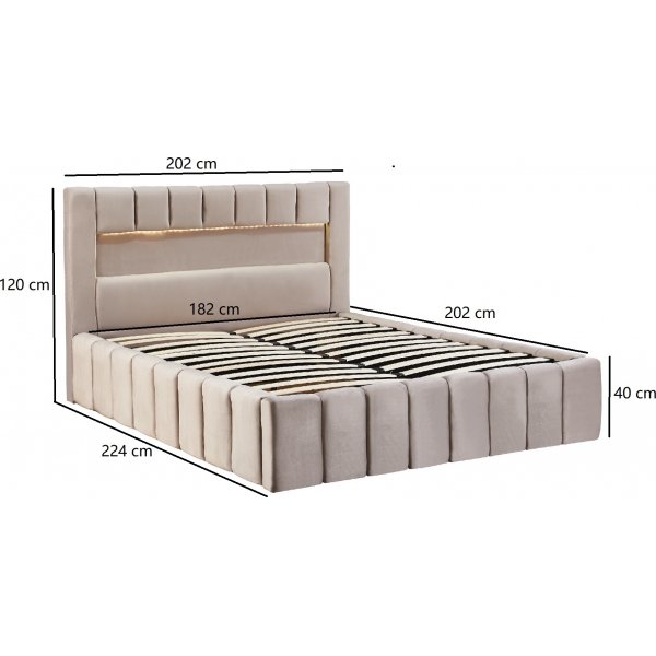 Sängynrunko LED-valaistuksella 180x200 cm + Huonekalujen tekstiilien puhdistus Sängynrunko LED-valaistuksella 180x200 cm + Huonekalujen tekstiilien puhdistus