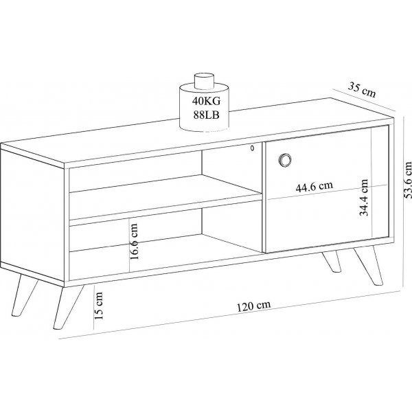 Athena mediapenkki - Safiiri/tammi/valkoinen Athena mediapenkki - Safiiri/tammi/valkoinen
