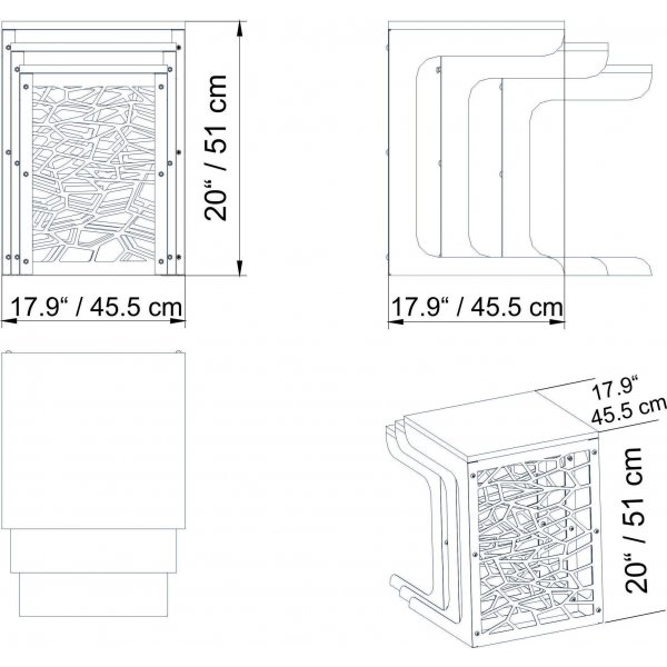 Jnispyt 45,5 x 51 cm - Musta/phkin