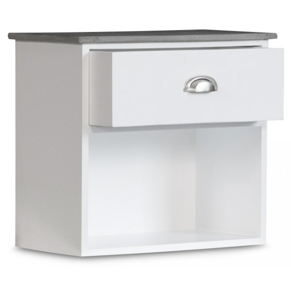 Seinn asennettava Hugo-ypyt yhdell laatikolla - Valkoinen/Sementti + Huonekalujen tekstiilien puhdistus