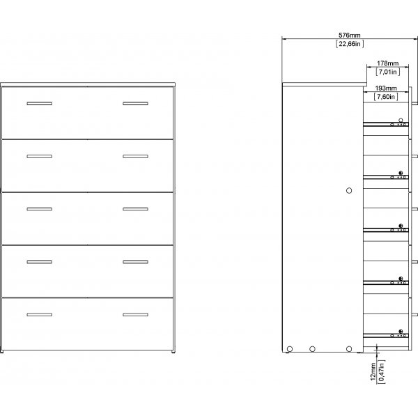 Tilava lipasto 5 laatikolla - Valkoinen Tilava lipasto 5 laatikolla - Valkoinen