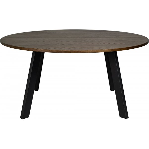 Freddy-ruokailuryhmä savustettuun tammean; iso pyöreä ruokapöytä ja 4 harmaata Dalsland-ruoko-tuolia Freddy-ruokailuryhmä savustettuun tammean; iso pyöreä ruokapöytä ja 4 harmaata Dalsland-ruoko-tuolia