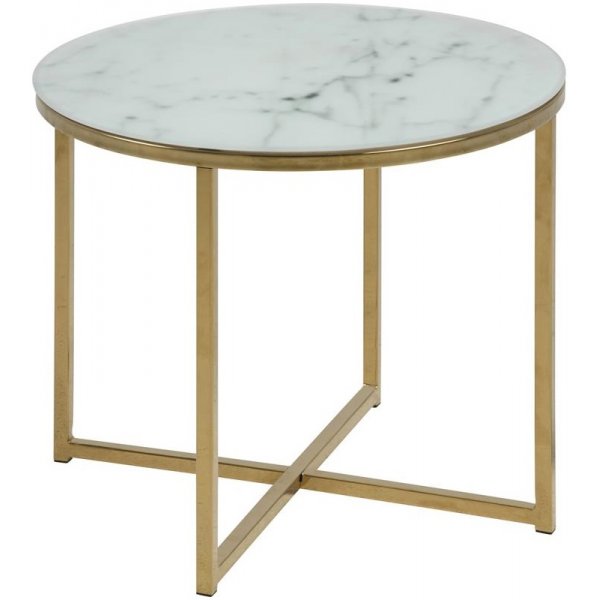 Alisma sivupyt 50 cm - Valkoinen marmori/kulta