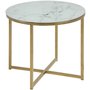 Alisma sivupyt 50 cm - Valkoinen marmori/kulta