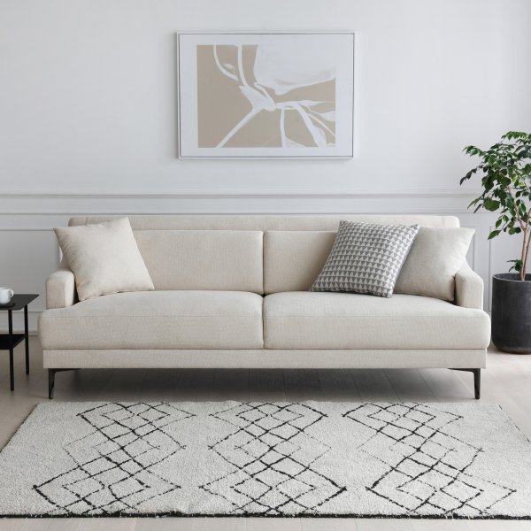 Sohva 3-istuttava beige moderni - Hanna + Huonekalujen tekstiilien puhdistus Sohva 3-istuttava beige moderni - Hanna + Huonekalujen tekstiilien puhdistus