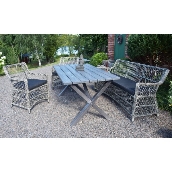 Ruokailuryhmä Provence: Sohva, nojatuolit ja ruokapöytä harmaata tahraa + Huonekalujen puhdistus Ruokailuryhmä Provence: Sohva, nojatuolit ja ruokapöytä harmaata tahraa + Huonekalujen puhdistus