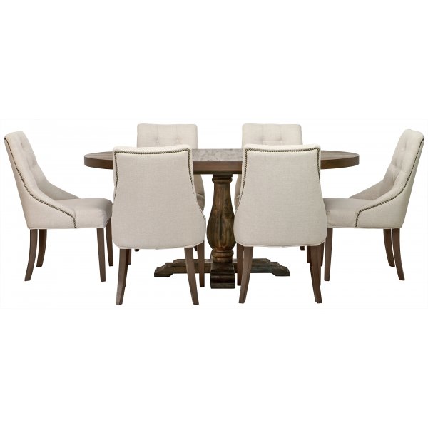 Lamier ruokailuryhm, pyre pyt + 6kpl Tuva Europa -tuolia - Beige