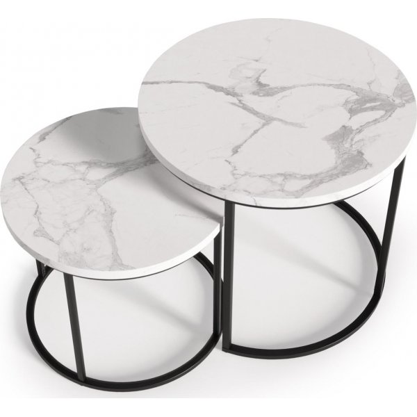 Tore sohvapöytä Ø43/53 cm - Valkoinen marmori/musta Tore sohvapöytä Ø43/53 cm - Valkoinen marmori/musta