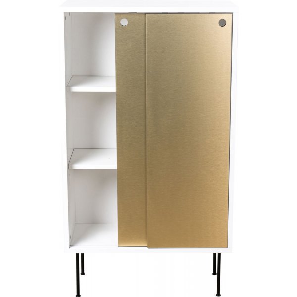 Tilava valkoinen kaappi messinkiliukuovilla Tilava valkoinen kaappi messinkiliukuovilla