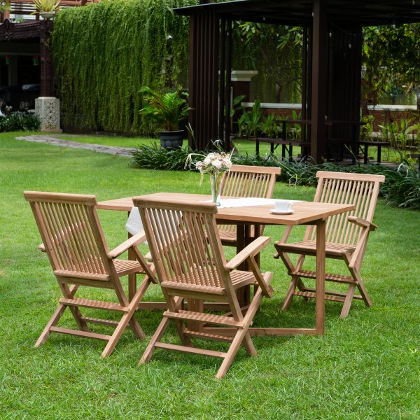 Salt� ulkoruokailuryhm�n kokoontaittuva p�yt� 4 rungolla - teak