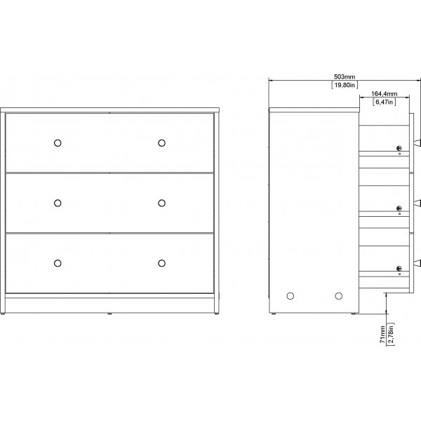 Toukokuun lipasto 3 laatikolla - Valkoinen Toukokuun lipasto 3 laatikolla - Valkoinen