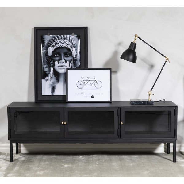 Peltinen Cliff-mediapenkki - Musta / Kirkas lasi